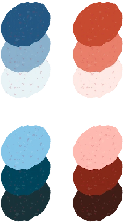 A colour palette I considered, a mix of blue and orange colours.