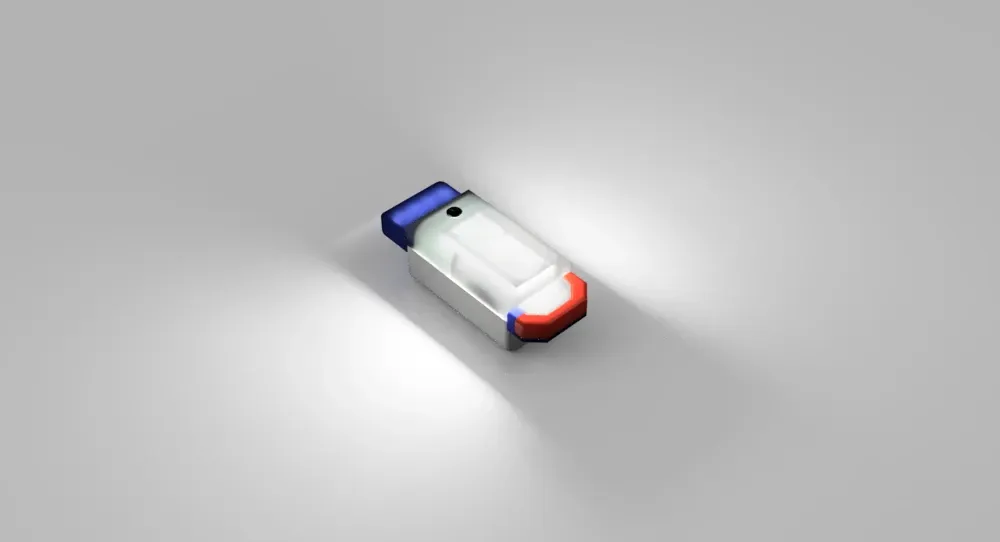 A render of the casing, emitting light