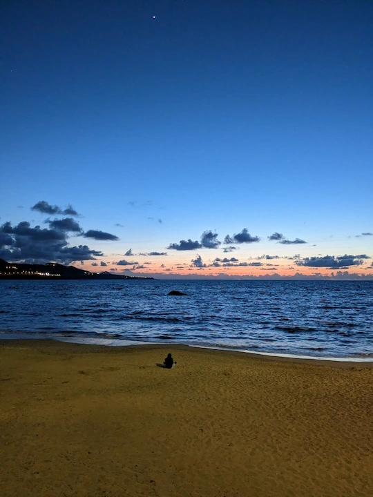 The sunset by the beach in Gran Canaria.